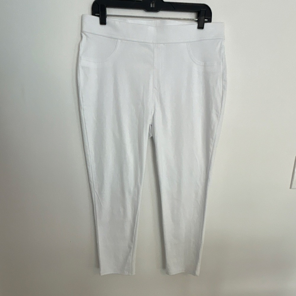 Time And Tru Pull-On Stretch Pants White Cotton Blend Women Regular XL Cargo